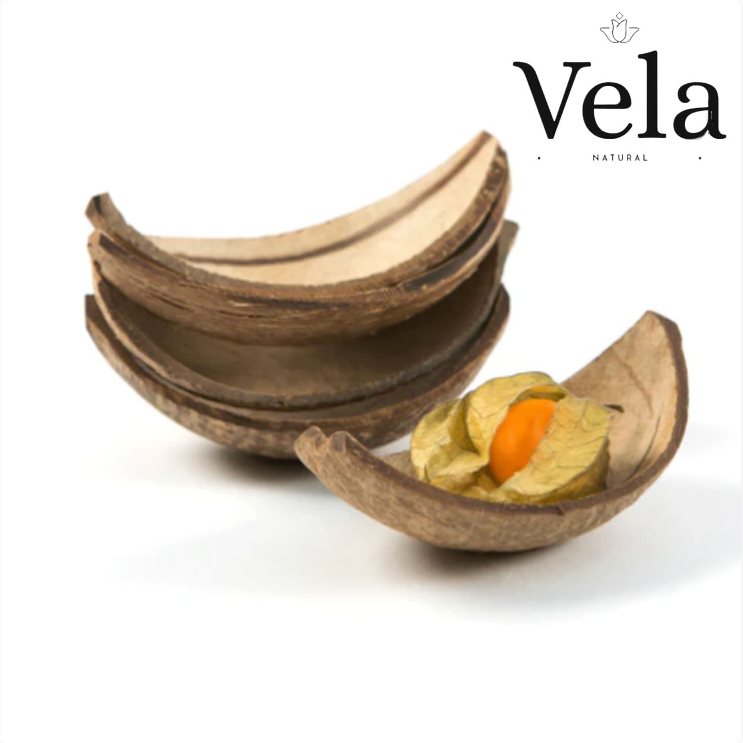 Coconut Shell Boats 10cm Semi Polished