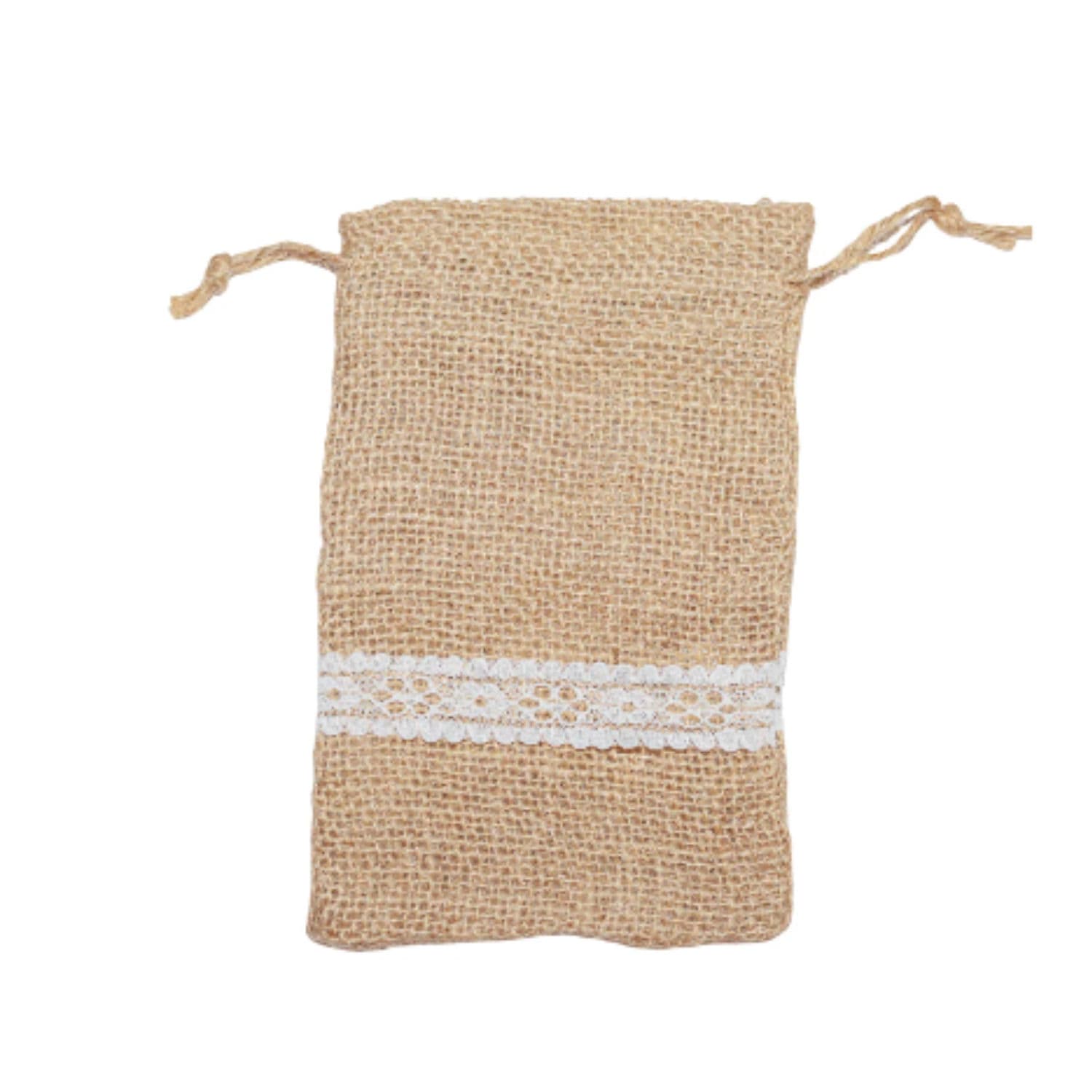 Jute White Lace Bags with Drawstring Medium 13cm alternate image