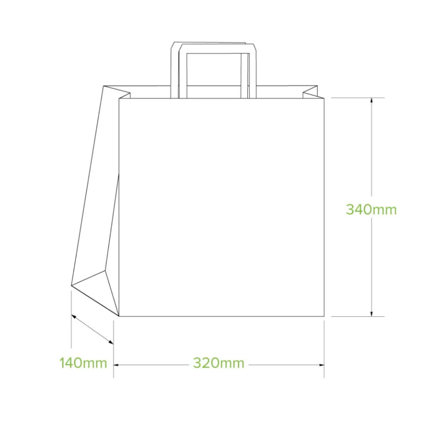 320x140x340mm Medium Flat Handle Kraft Paper Bags alternate image