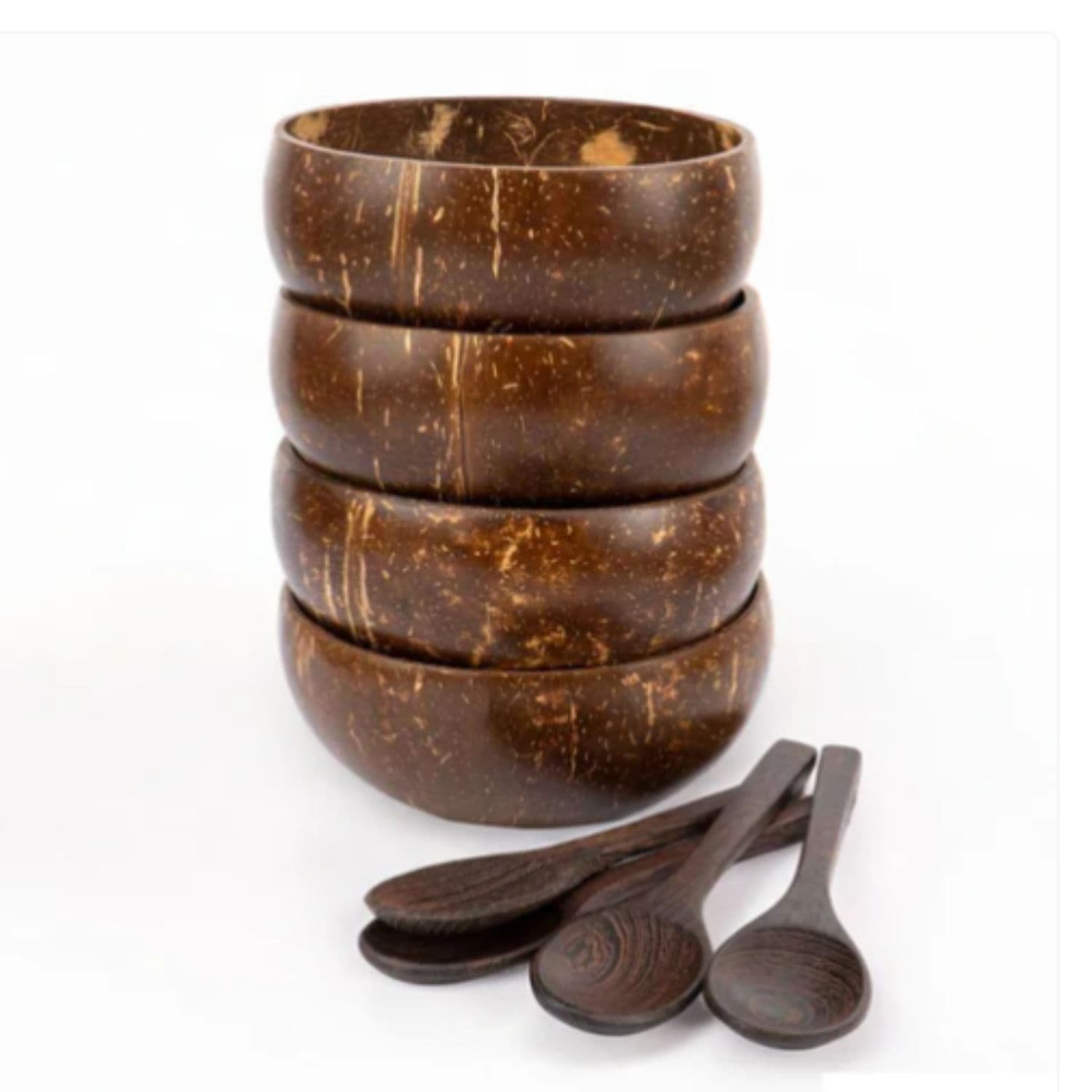 Jumbo Polished Coconut Bowls & Spoons - Reusable alternate image