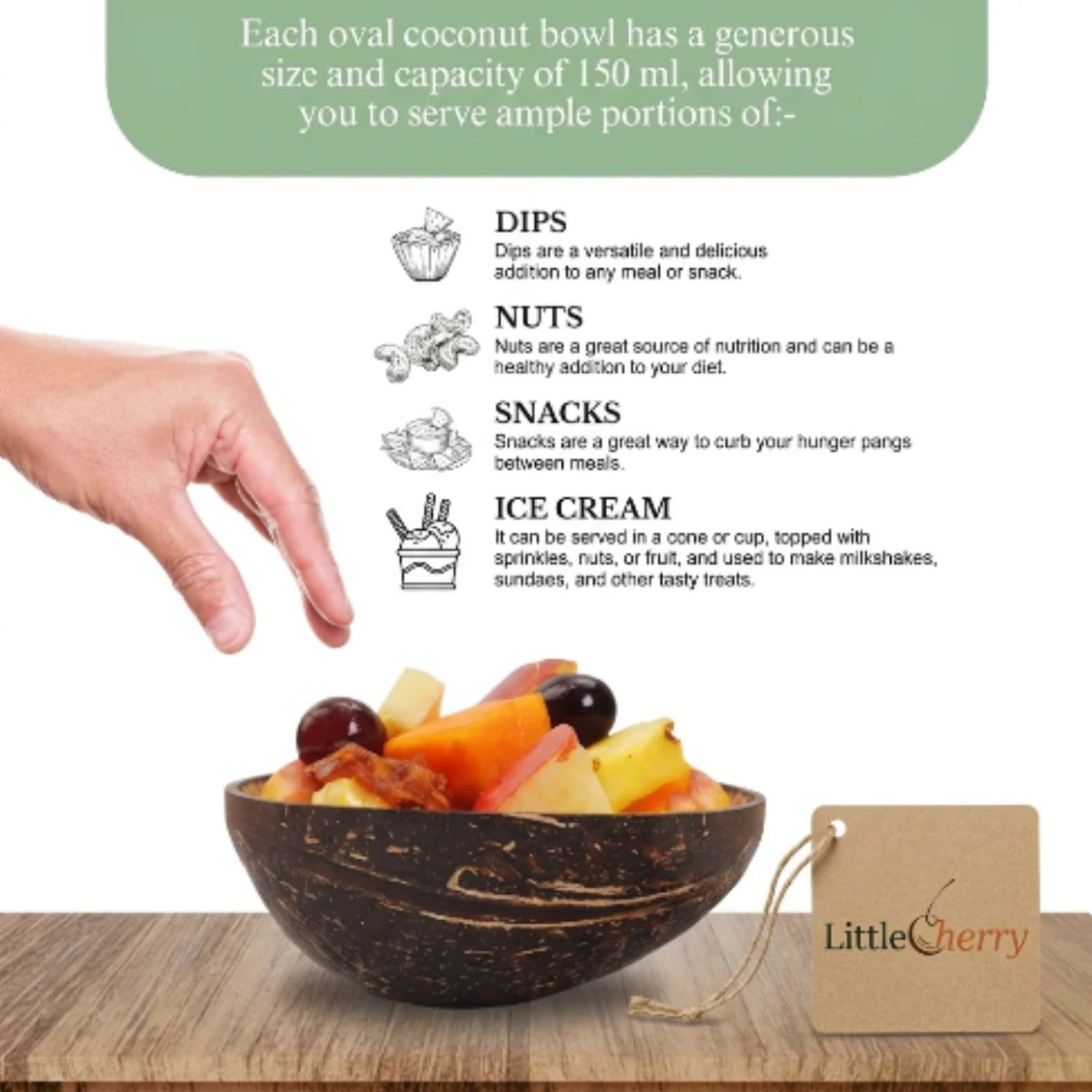 Natural Coconut Oval Bowl 200ml alternate image