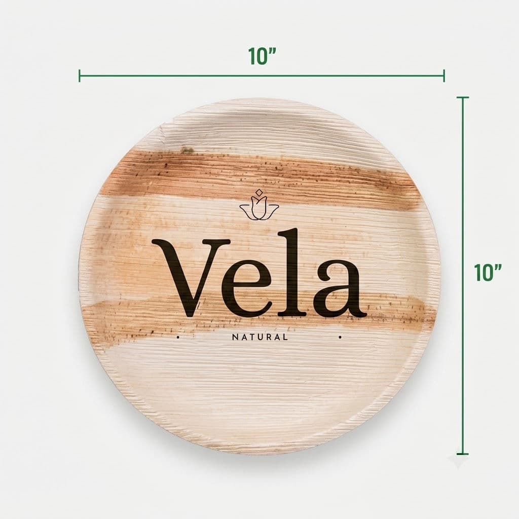 10" (25cm) Shallow Round Palm Leaf Disposable Plates alternate image