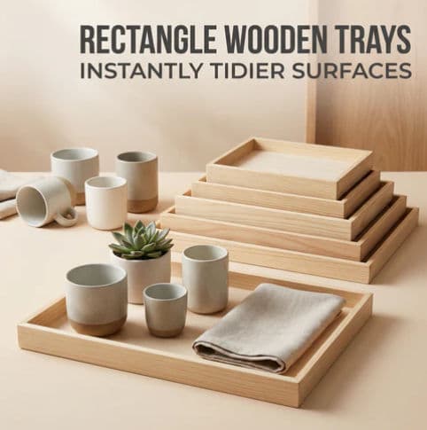 12" x 22" Rectangle Wooden Serving Trays - 2 Pack product image 3