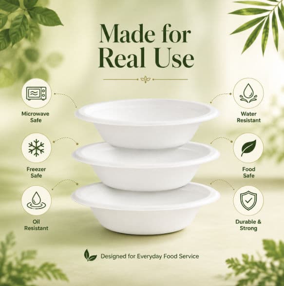12oz (350ml) Round Bagasse Disposable Bowl - 50 Pack product image 5