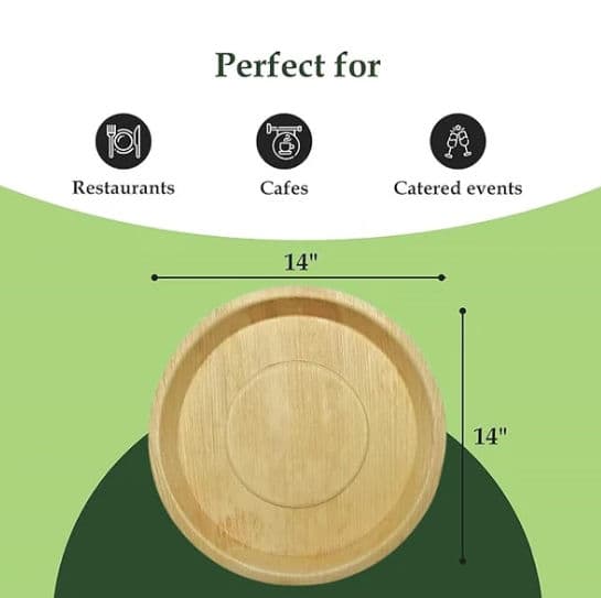 14" (36cm) X-Large Pizza Disposable Bamboo Plates - 100 Pack product image 2