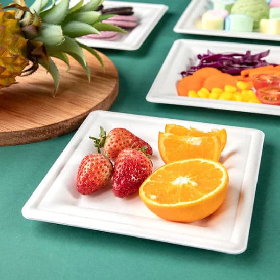15cm (6") Disposable Square Small Bagasse Plate alternate image