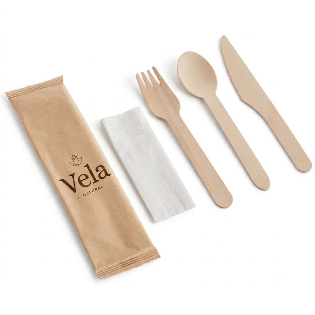 4 in 1 Wooden Disposable Cutlery Pack - 100 Pack product image 3