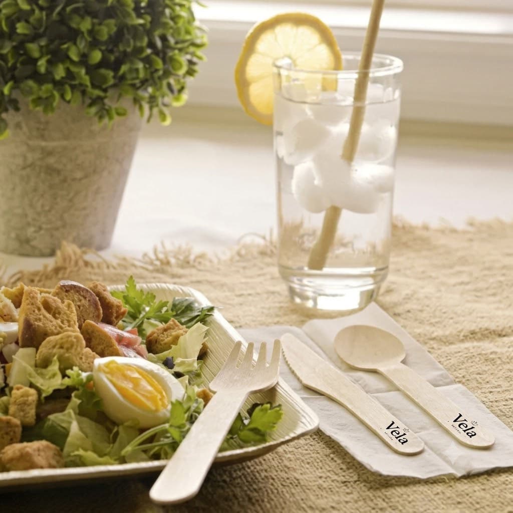 4 in 1 Wooden Disposable Cutlery Pack - 100 Pack product image 2