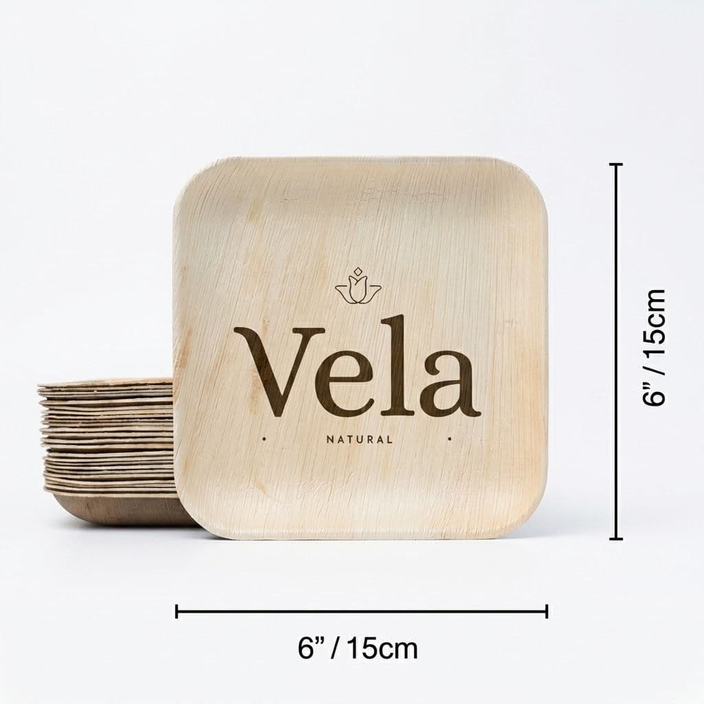 6" (15 cm) Square Palm Leaf Bamboo Plates - 25 Pack product image 3
