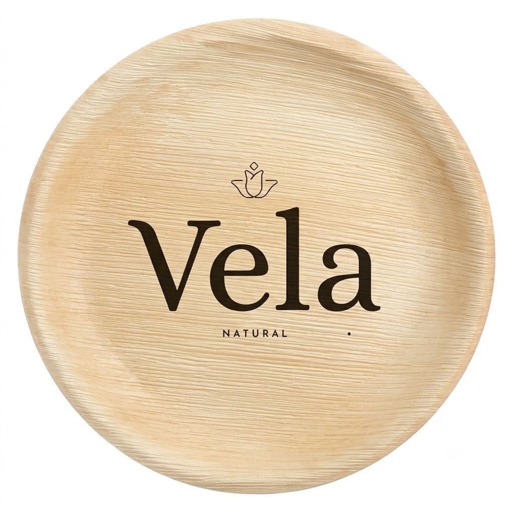 6" / 15cm Shallow Round Palm Leaf Disposable Plate - 25 Pack product image 1