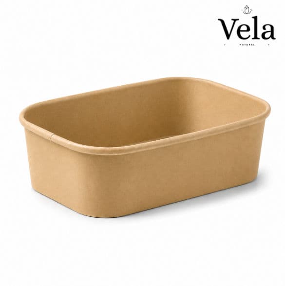 650ml Rectangle PLA lined container, FSC Mix
