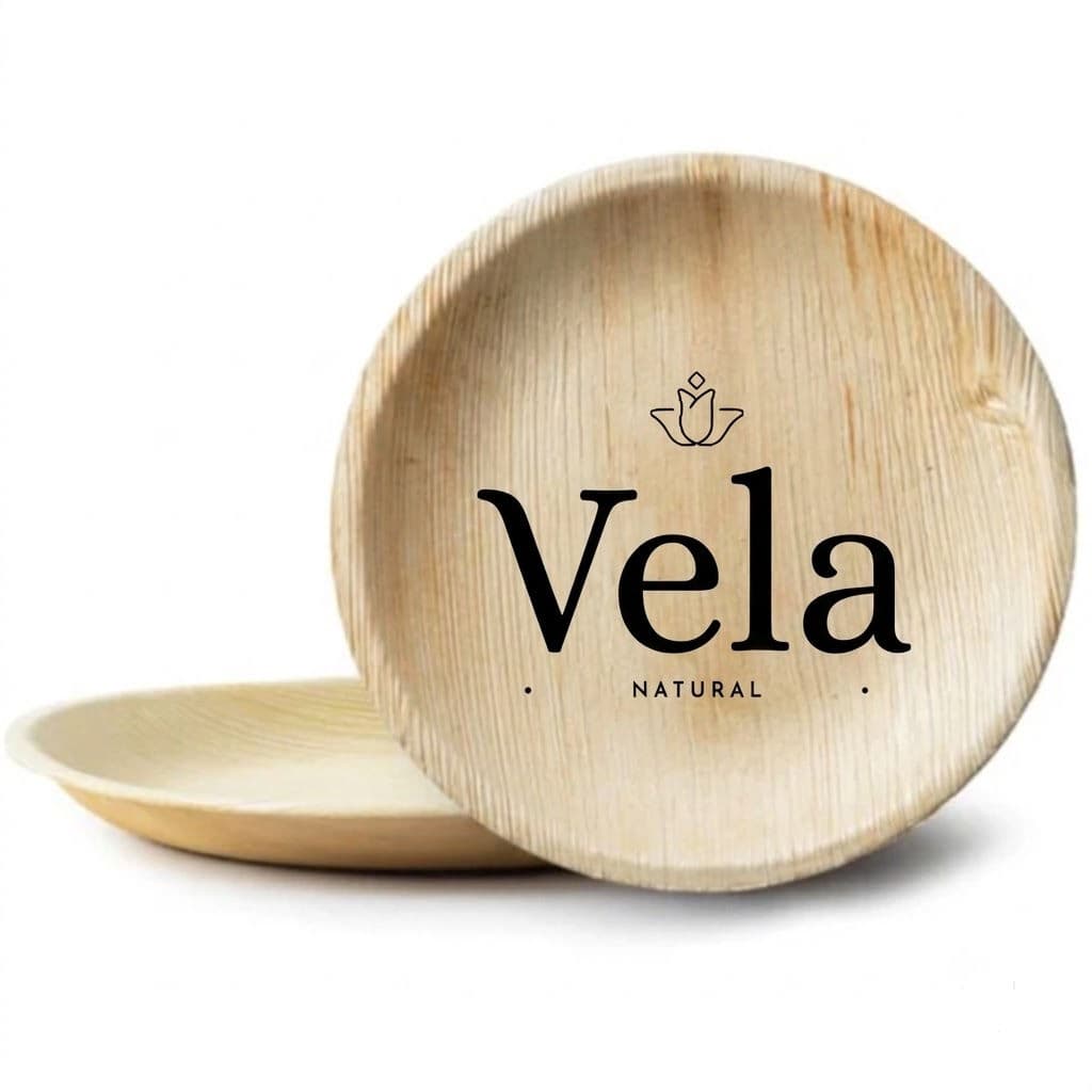 7" (18cm) Round Disposable Palm Leaf Plates - 50 Pack product image 1