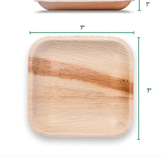 7" (18cm) Square Disposable Palm Leaf Plates - 25 Pack product image 4