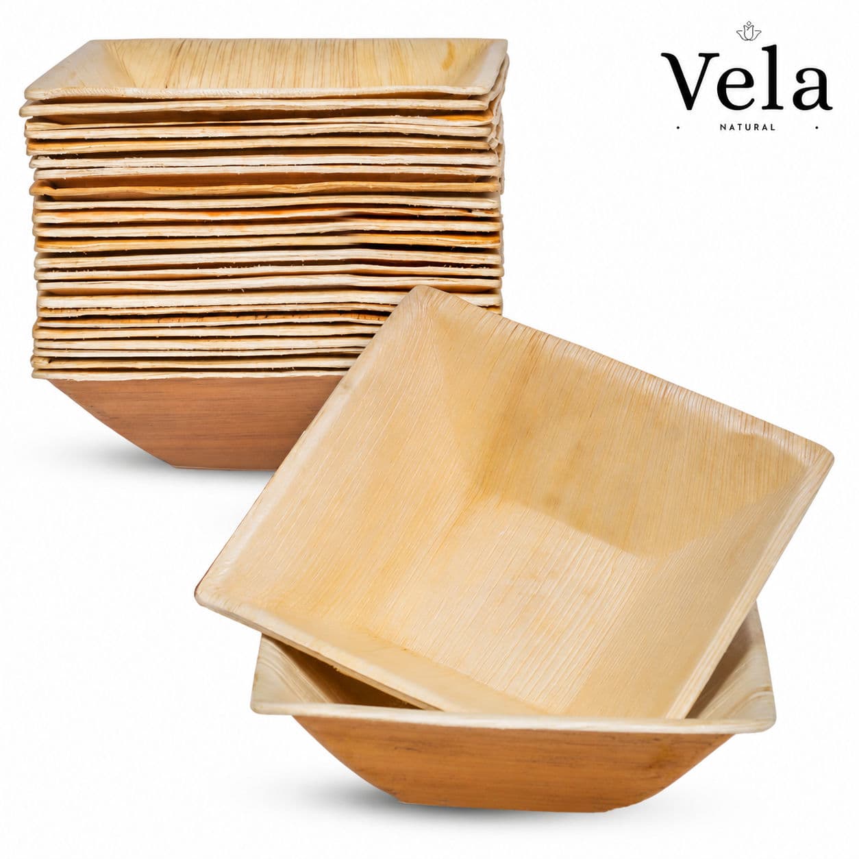 7" (18cm) Square Palm Leaf Compostable Bowls