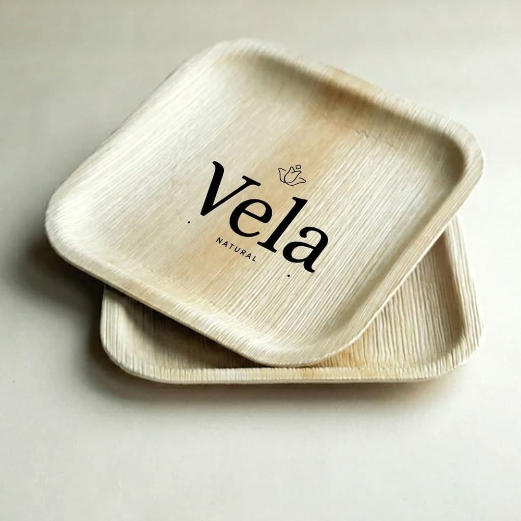 8" / 20 cm Square Palm Leaf Disposable Plate