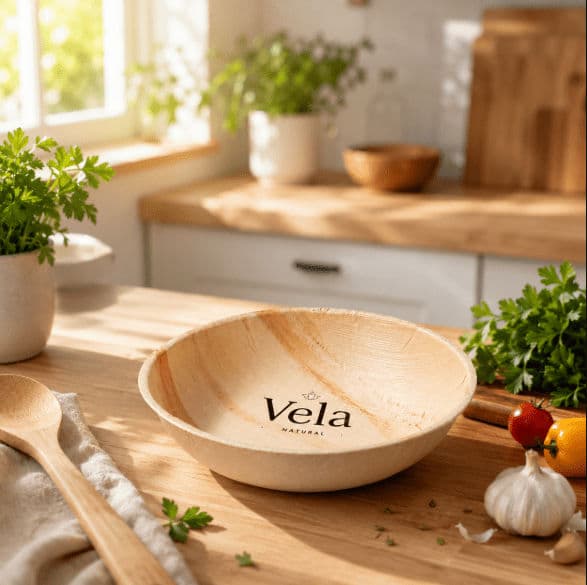 8" (20cm) Large Compostable Round Bamboo Bowls - 25 Pack product image 5