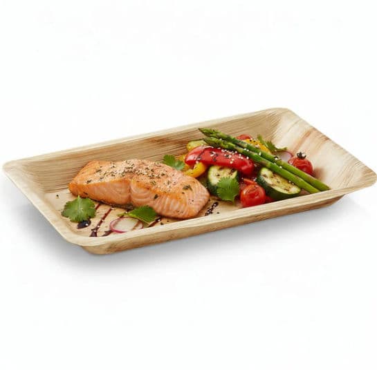 8" (20cm) Rectangle Disposable Wooden Tray - 25 Pack product image 2