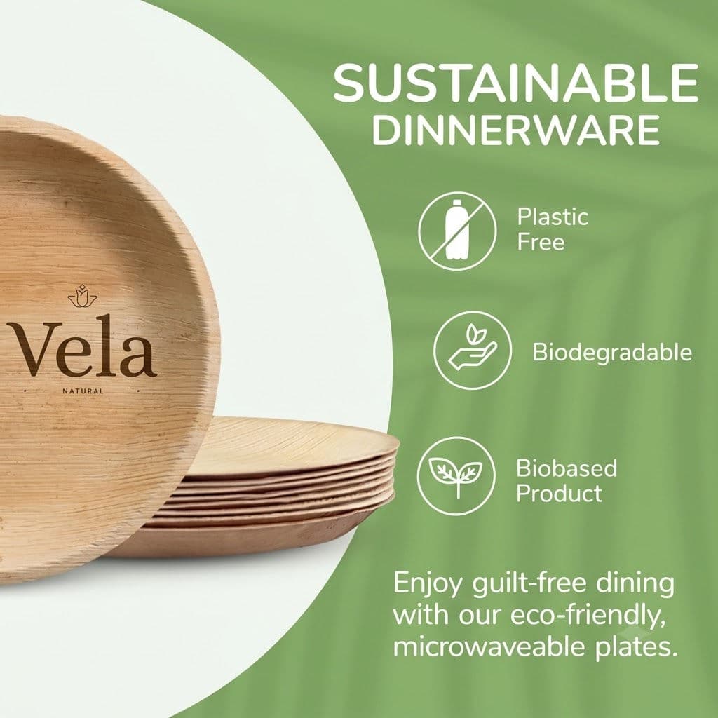 8" (20cm) Round Palm Leaf Disposable Plates - 10 Pack product image 2