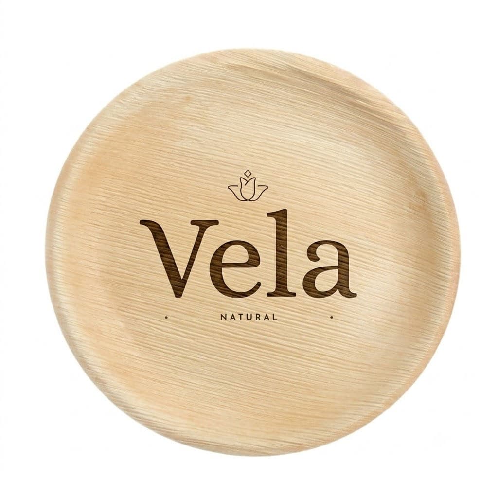8" (20cm) Shallow Round Palm Leaf Bamboo Compostable Plate - 25 Pack product image 1