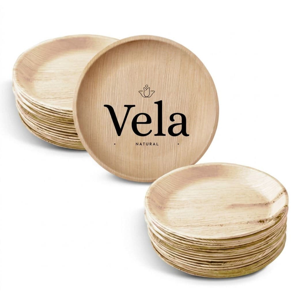 8" (20cm) Shallow Round Palm Leaf Bamboo Compostable Plate - 25 Pack product image 3