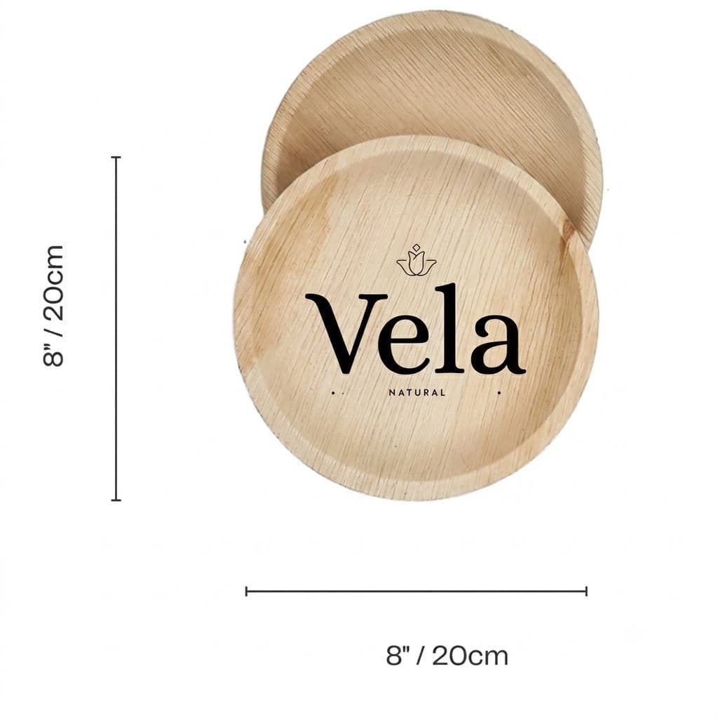 8" (20cm) Shallow Round Palm Leaf Bamboo Compostable Plate - 25 Pack product image 2