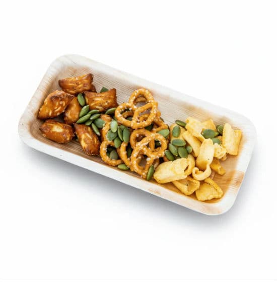 8" x 4" Palm Leaf Disposable Bamboo Tray - 25 Pack product image 2