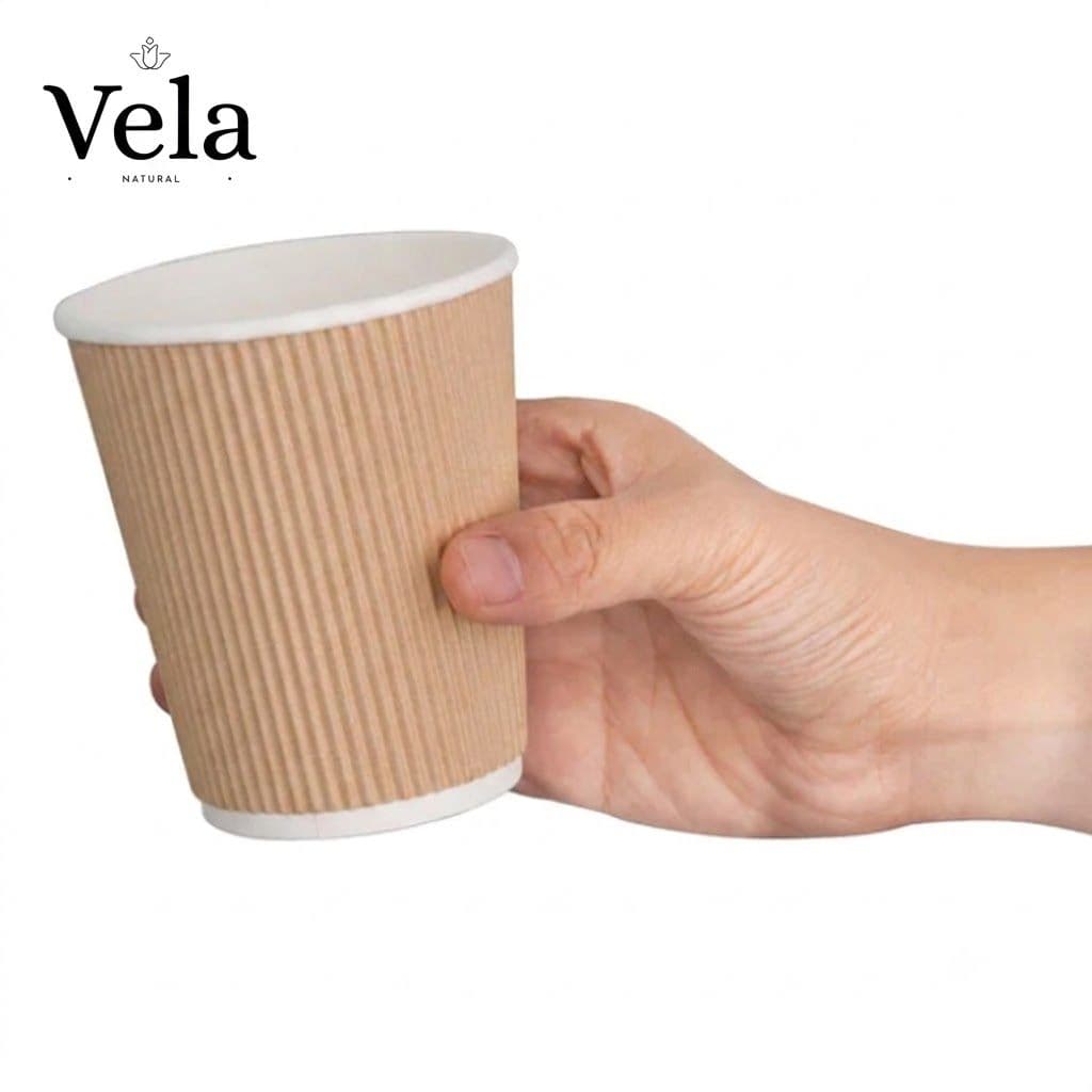 8oz (225ml) Kraft Ripple Recyclable Coffee Cups - 50 Pack product image 1