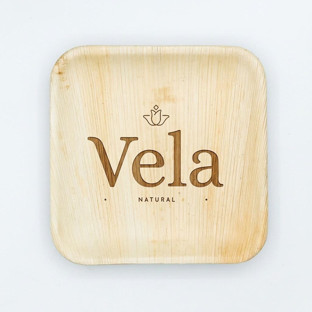 9" (23cm) Square Palm Leaf Disposable Bamboo Plates - 100 Pack product image 1