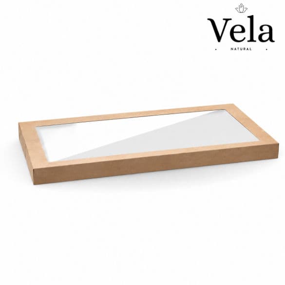BioBoard Catering Tray PLA Window Lid - Kraft - Extra Large - 50/ctn