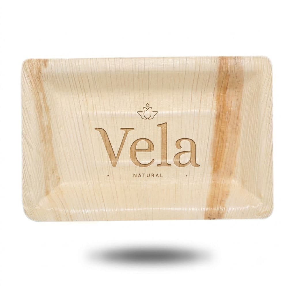 Biodegradable Bamboo Plates - Small Rectangle 16cm x 12cm - 25 Pack product image 1