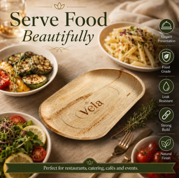 Extra Large 22" x 12" Oval Disposable Palm Leaf Wooden Platter Tray - 20 Pack product image 4