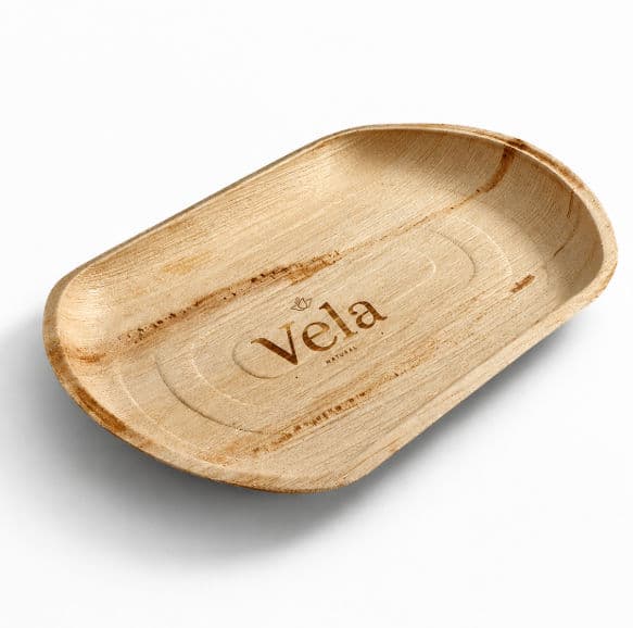 Extra Large 22" x 12" Oval Disposable Palm Leaf Wooden Platter Tray - 20 Pack product image 1