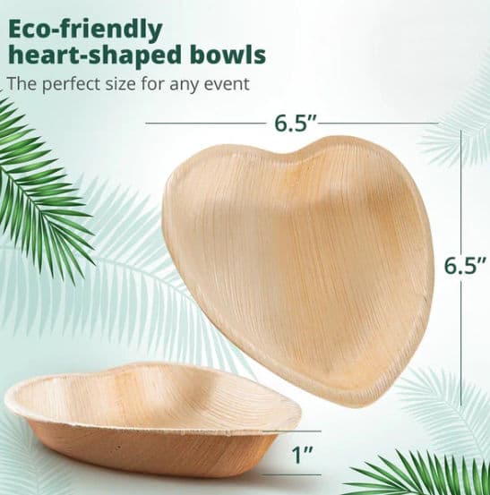 Heart Shape Palm Leaf Plate - 6" (16cm) - 100 Pack product image 2