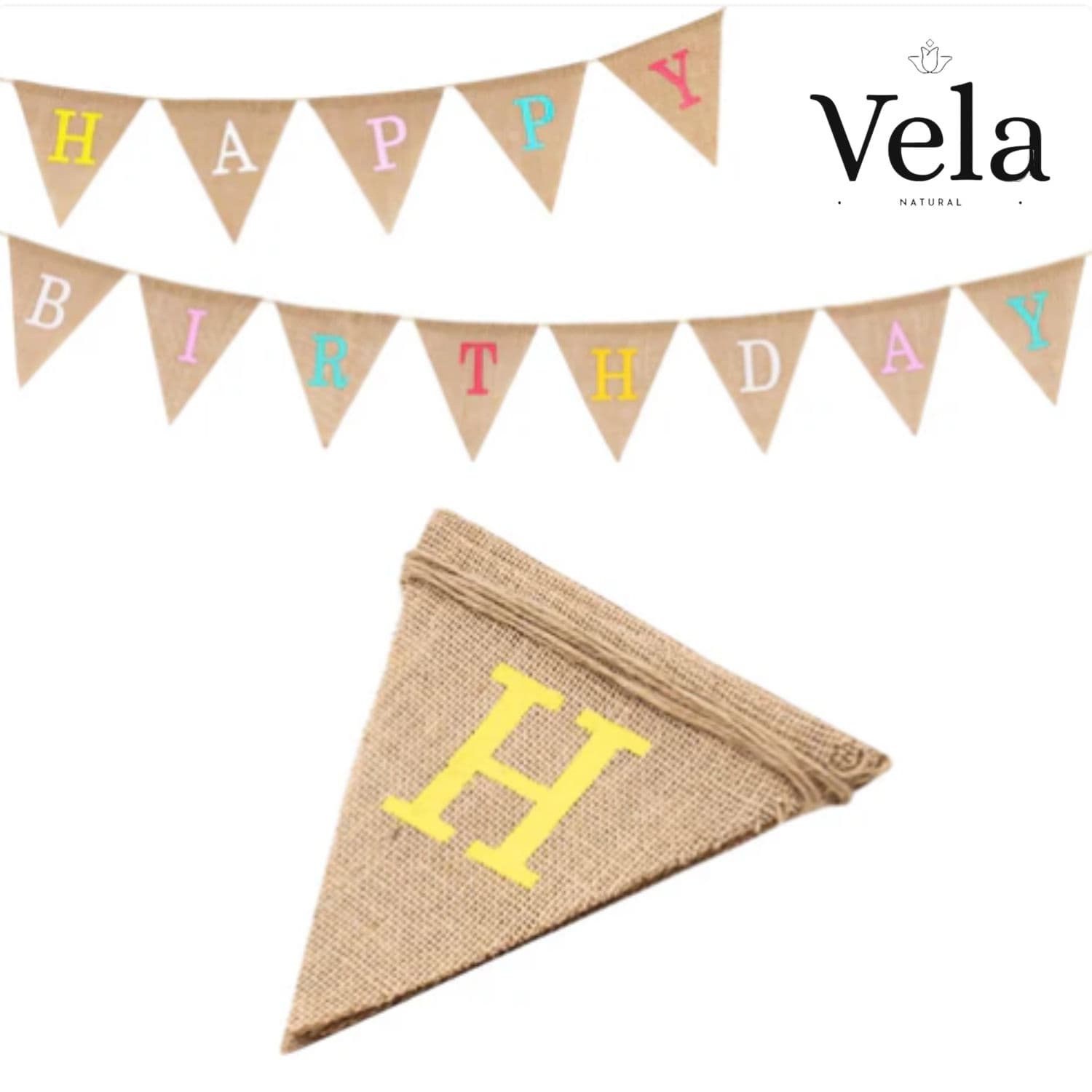Jute Multicolour Happy Birthday Bunting - 1 product image 1