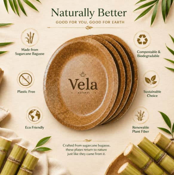 Rice Husk Disposable Plates - Made From 100% Paddy Residue alternate image