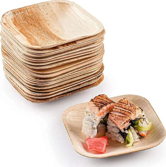 Small 4" (10cm) Square Compostable Bamboo Plates - 100 Pack product image 1