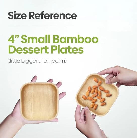 Small 4" (10cm) Square Compostable Bamboo Plates - 100 Pack product image 4