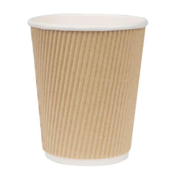 8oz (225ml) Kraft Ripple Recyclable Coffee Cups - 50 Pack product image 2