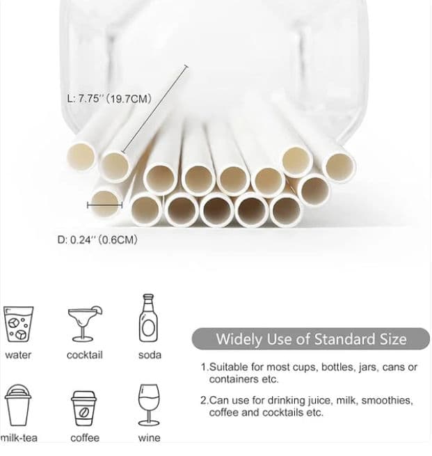 White Paper Drinking Straws (250 pcs) alternate image