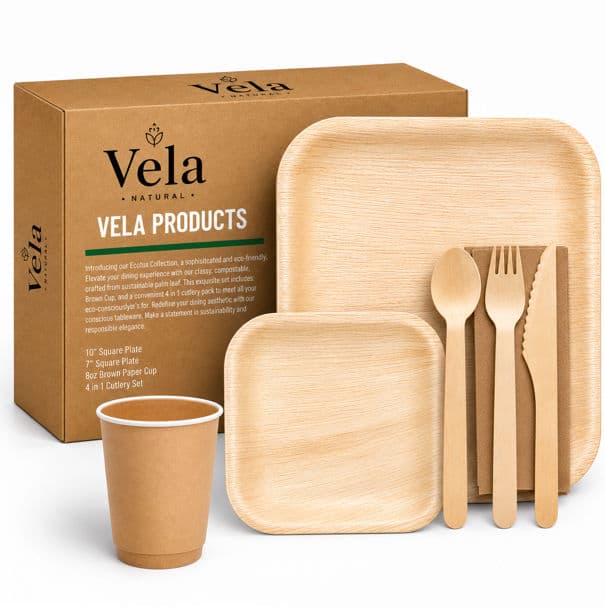 Disposable Party Supplies Bundle - Palm Leaf Plates & Trays