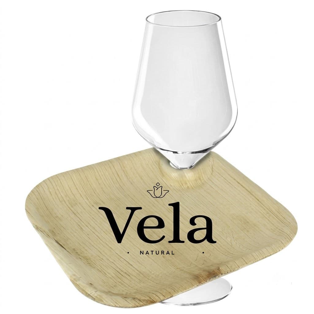 Wine Glass Holder - 8" (20cm) Disposable Bamboo Plates - 25 Pack product image 3