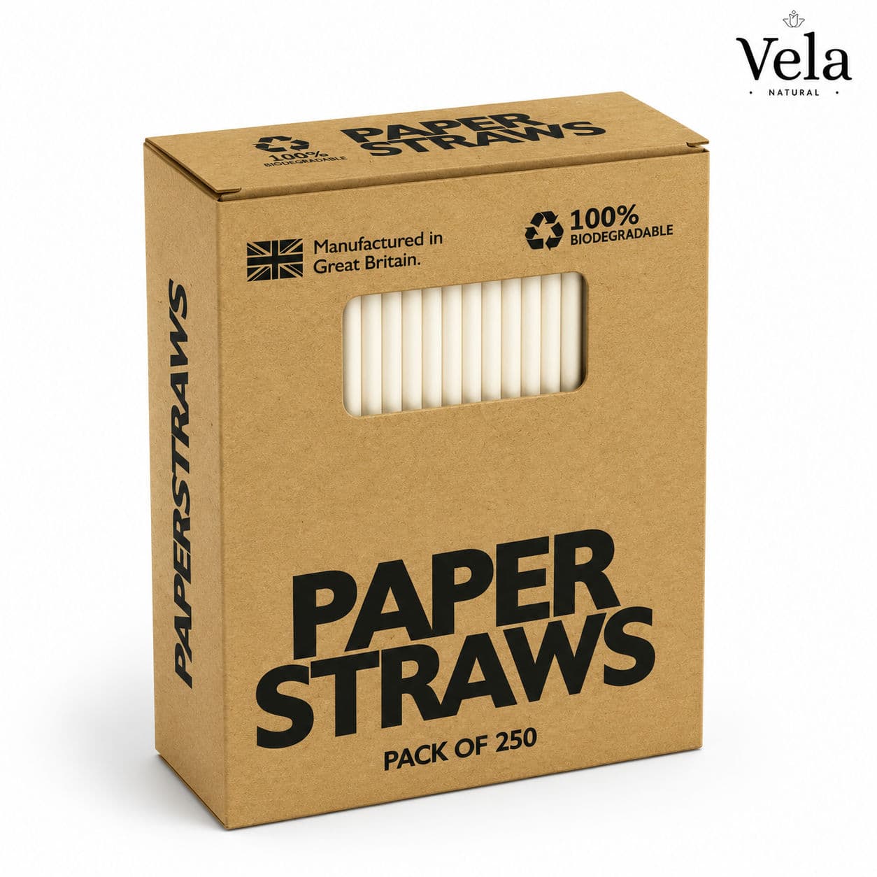 White Paper Drinking Straws (250 pcs)